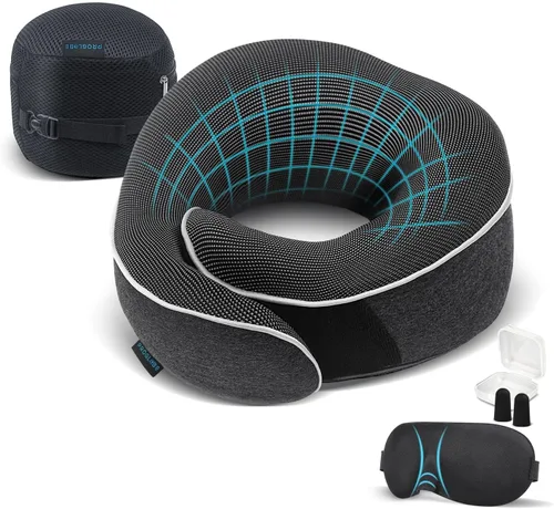 Miniatura 9 de Proglobe Almohada ortopédica para el cuello, almohadas cervicales de viaje para aviones, kit de espuma viscoelástica, soporte para la cabeza