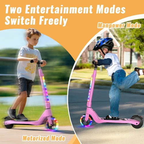 Miniatura 5 de LIEAGLE Patinete Eléctrico para Niños de 6-12 Años, Plataforma con Luces LED, Patinetes para Niños con Manillar de 3 Niveles de Ajuste hasta 36 Rosa