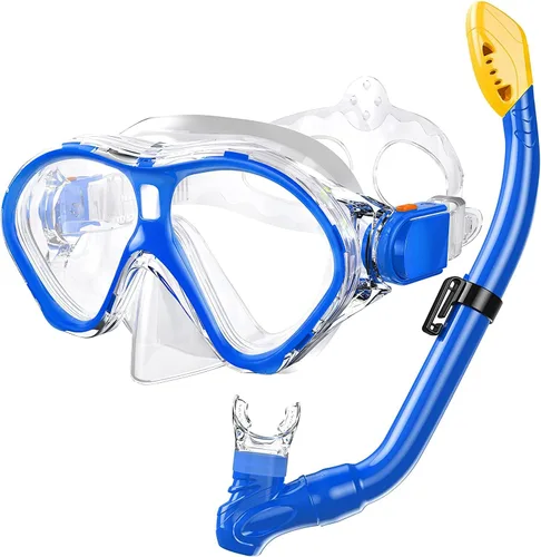 Miniatura 18 de Gintenco Juego de esnórquel para niños, máscara de buceo para niños como gafas de natación unisex, juego de máscara de buceo antivaho y esnórquel