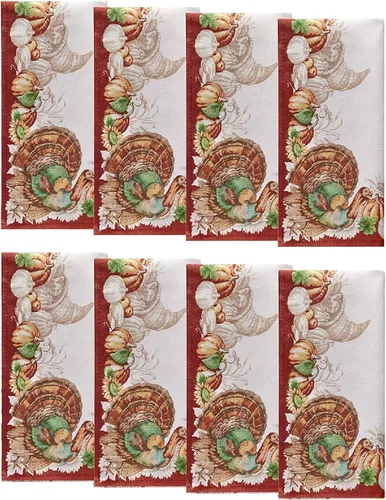 Miniatura 8 de Elrene Home Fashions. - Mantel de otoño con bordes de pavo.