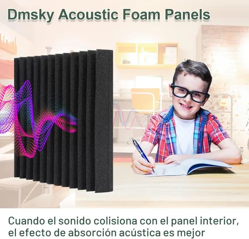 Miniatura 4 de 50 paquetes de paneles de espuma acústica, paneles de espuma insonorizante de 5 x 30.5 x 30.5 cm, paneles de absorción de sonido de alta densidad