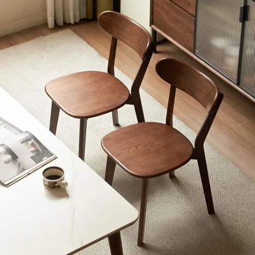 Miniatura 19 de Sillas de cocina, 100% madera maciza de roble, silla moderna con respaldo curvo, sillas de cocina y comedor, silla moderna para sala de estar Negro