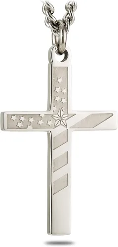 Miniatura 2 de Collar con dije de cruz con bandera de acero inoxidable para hombre, Proverbios 305