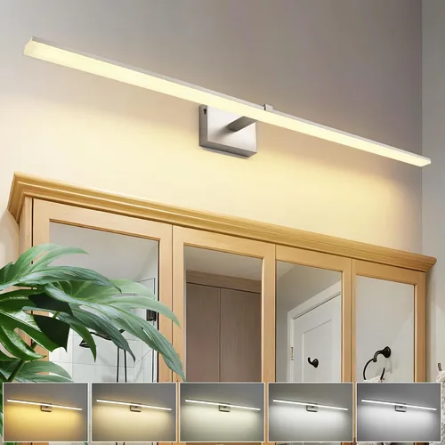 Miniatura 21 de Luz de tocador de baño negra de 32 pulgadas, LED moderna, 3CCT, regulable, 24 W, luminarias de baño sobre espejo 3000 K/4500 K/6000 K, 3