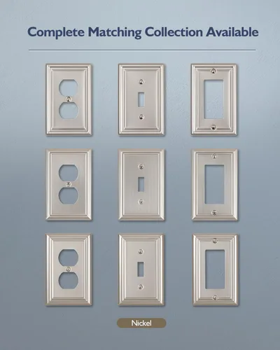 Miniatura 7 de Paquete de 2 placas decorativas de pared, placa de cubierta de toma de corriente eléctrica de níquel satinado para receptáculo, interruptor