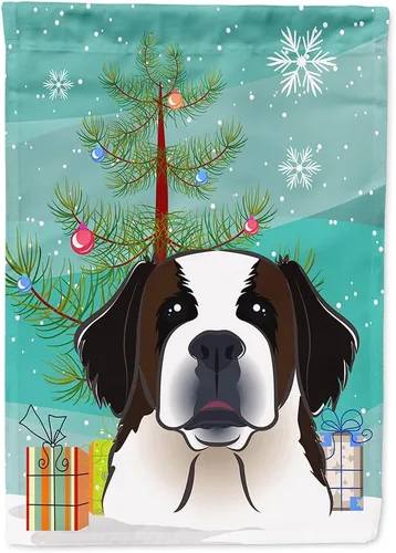 Miniatura 39 de Caroline's Treasures BB1622CHF - Bandera de casa Shih Tzu con árbol de Navidad y gris plateado para porche, grande, para colgar en la pared