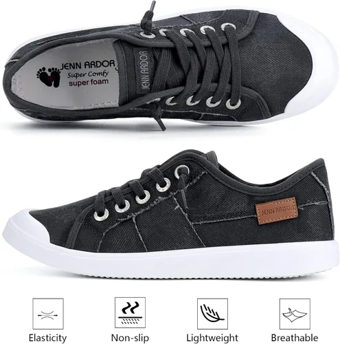 Miniatura 48 de JENN ARDOR - Tenis de lona para mujer, mocasines de meter, moda estilo casual 2022, punta redonda, suaves, cómodos, zapatos planos para caminar