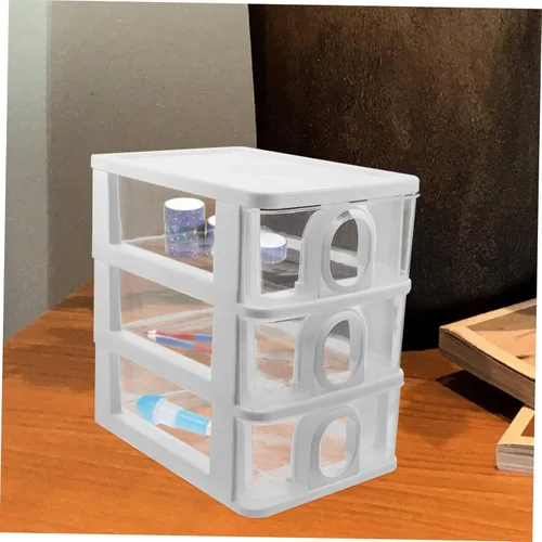 Miniatura 8 de PRETYZOOM Organizador de cajones de escritorio Caja de almacenamiento de escritorio de 3 capas, organizador de maquillaje, papelería de escritorio