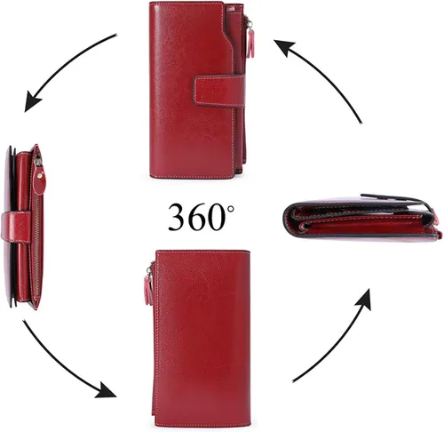 Miniatura 5 de SENDEFN - Cartera de cuero para mujer portatarjetas con bloqueo RFID monedero para mujer con cierre