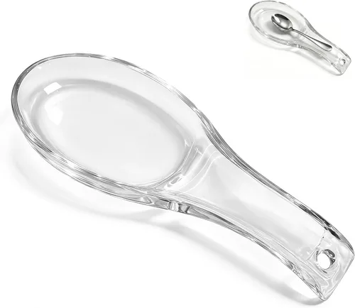 Soporte grande para cuchara transparente, soporte para cuchara de vidrio de 10 pulgadas, soporte para cuchara de cristal de cristal, soporte para