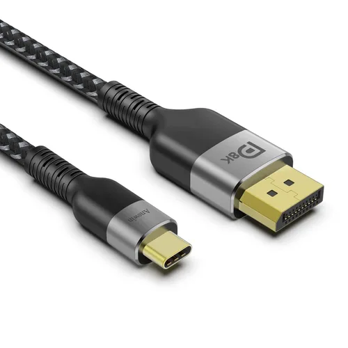Cable USB C a DisplayPort de 6.5 pies 8K a 60 Hz (4K a 144 Hz/120 Hz, 2K a 240 Hz) Thunderbolt 3 a DisplayPort 1.4 Cable de 32.4 Gbps para iPhone