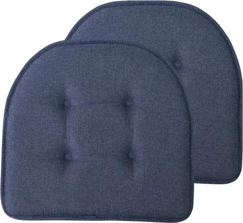 Miniatura 16 de Sweet Home Collection - Cojín de espuma viscoelástica para silla con capitoné, antideslizante, parte trasera de goma, en forma de U, 17 x 16 Piel