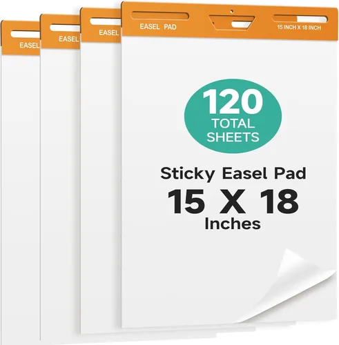 Almohadilla de caballete pegajoso, 15 x 18 pulgadas, papel autoadhesivo grande, 30 hojas/bloc, papel de tabla de anclaje para profesores, aulas,
