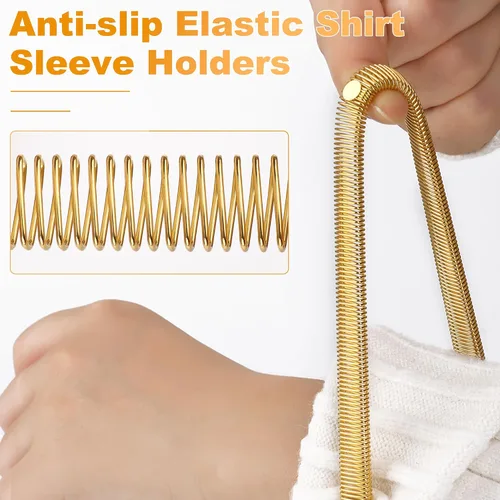 Miniatura 10 de Coolrunner 6 soportes elásticos antideslizantes para manga de camisa, brazaletes de metal para ligas elásticas para ligas elásticas