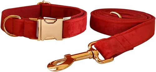 Miniatura 26 de Love Dream Juego de collar y correa de terciopelo para perro, suave y cómodo, correa ajustable y collar con hebilla de metal resistente para perros