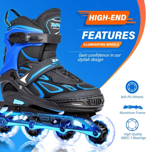 Miniatura 2 de 2PM SPORTS Vinal - Patines en línea ajustables intermitentes para niñas, todas las ruedas se iluminan, divertidos patines iluminadores para niños