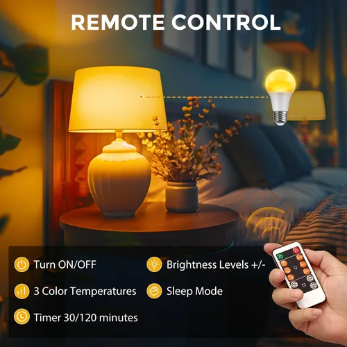 Miniatura 2 de L LOHAS LED Bombillas LED, Bombilla de Luz Ámbar para Ayuda del Sueño, A19 9W (Equivalente a 60 Vatios), Bloqueo de Luz Azul, Bombillas Regulables