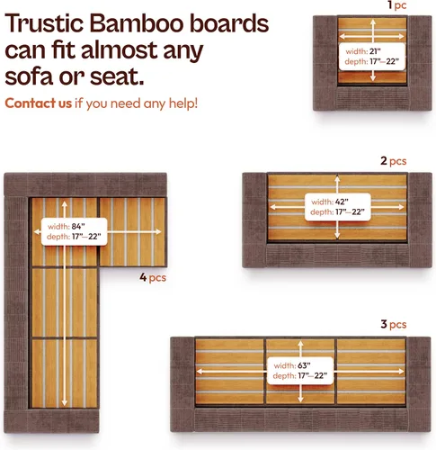 Miniatura 5 de Soporte de cojín de sofá para asiento caído [22 x 63], protector de sofá, solución de hundimiento, insertos de tablero de bambú ajustables debajo