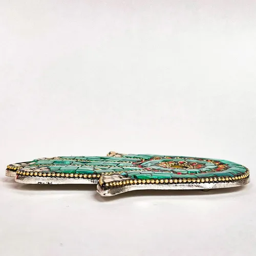Miniatura 6 de Verde - Soporte para incienso de mano Hamsa - Mosaico Piedras