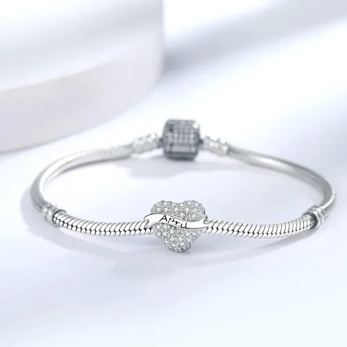 Miniatura 5 de Dijes de piedra natal de plata de ley 925 con cuentas de corazón de amor para pulsera de dijes Pandora, apto para el día de la madre, Navidad