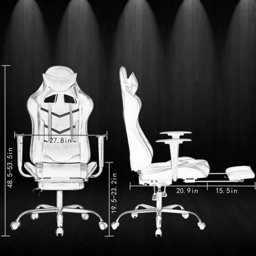Miniatura 3 de Silla ideal para oficina, para jugar en línea, ergonómica, giratoria, respaldo alto, silla de carrera, con reposapiés, soporte lumbar y reposacabezas