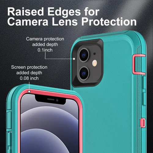 Miniatura 3 de YKHJKLEC Funda para iPhone 12 Mini, grado militar 3 en 1, resistente a los golpes, a prueba de caídas, polvo con 2 protectores de pantalla de vidrio