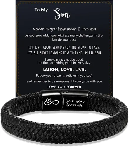 Miniatura 14 de Regalos para el día del padre, regalos de graduación para hombres, pulsera de cuero para hombre, relleno de calcetines para adolescentes, regalos