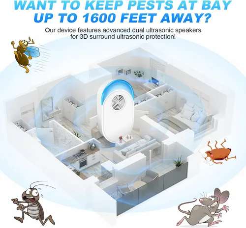Miniatura 6 de Repelente ultrasónico de 6 paquetes, repelente ultrasónico para interiores para insectos para cucarachas, insectos, plagas, roedores, ratones