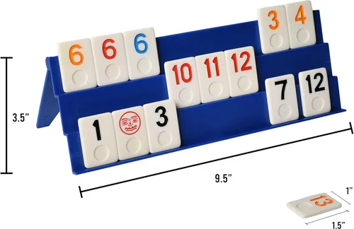 Miniatura 5 de Point Games Juego clásico de Rummy Cube de tamaño completo, con estantes plegables de 3 niveles y azulejos, en una bolsa de viaje de lona súper