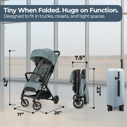 Miniatura 7 de Inglesina Quid³, Gris Galaxia - Cochecito de viaje compacto reclinable para bebé y niño pequeño 0-25 kg, plegado con una mano, compatible