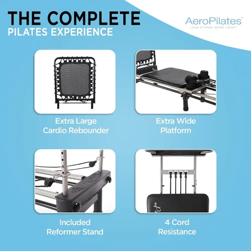 Miniatura 9 de AeroPilates Pilates Reformer Machine, Gym Equipment for Resistance Workout, Strength & Fitness Training - Foldable & Compact