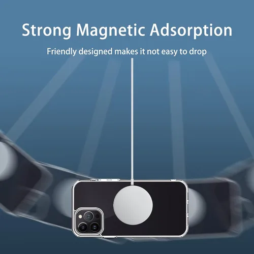 Miniatura 4 de Funda magnética compatible con iPhone 13 Pro, compatible con carga inalámbrica MagSafe, parte trasera transparente antiarañazos, a prueba de golpes