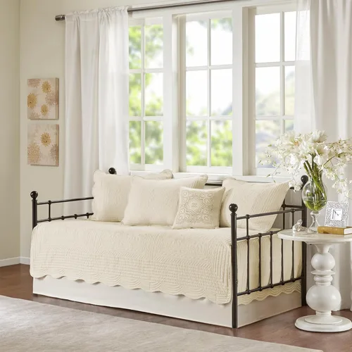 Miniatura 14 de Madison Park - Juego de cubrecama para día - Cobertura de moda con acolchado de damasco y bordes festoneados, ropa de cama de lujo para todas