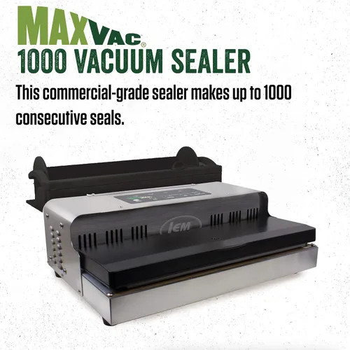 Miniatura 2 de LEM Productos MaxVac 1000 Máquina selladora al vacío, sellador al vacío de aluminio resistente para almacenamiento en congelador, incluye soporte