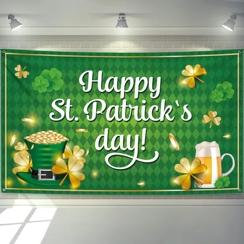 KatchOn, XtraLarge - Cartel de feliz día de San Patricio, 72 x 44 pulgadas, telón de fondo del día de San Patricio para fotografía, pancartas de