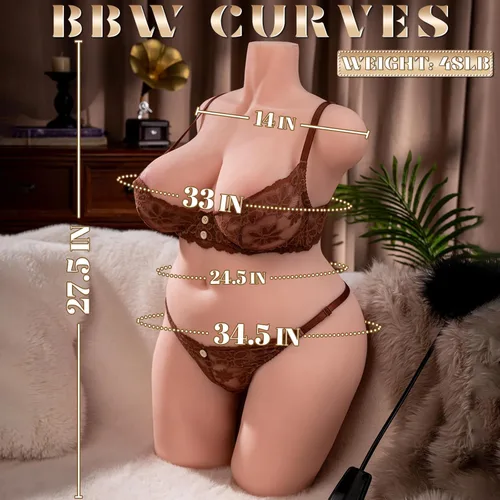 Miniatura 3 de Muñeca sexual BBW de 48 libras para hombres, muñeca sexual gorda de tamaño real con pechos grandes y trasero, muñeca sexual realista