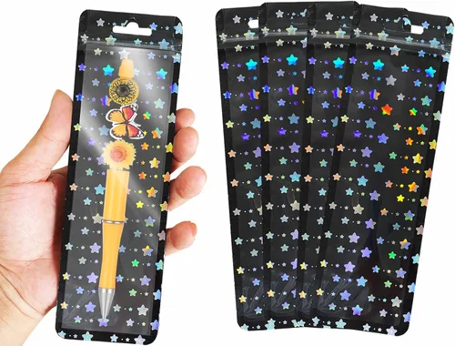Miniatura 13 de 100 bolsas de embalaje holográficas resellables para pequeñas empresas, embalaje transparente con cierre de cremallera para recuerdos de fiesta