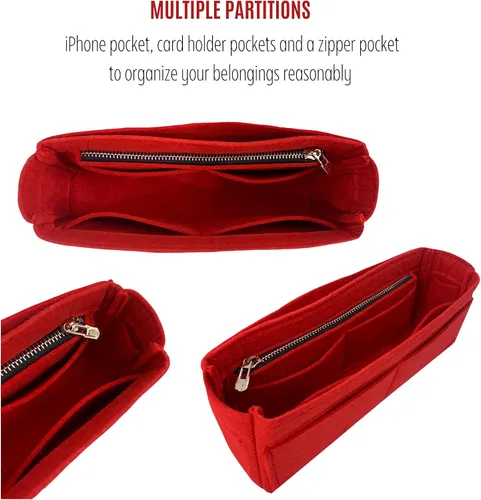 Miniatura 4 de Divitize Premium Purse Organizer fits Kate Reversible Bag Organizer, Kate Reversible Bag Insert, Handmade 2mm Premium Felt Snug Sturdy Fit with Gold