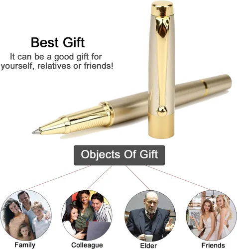 Miniatura 9 de YIVONKA - Bolígrafo de bola recarga negra, lujoso bolígrafo de línea de 0.5mm, el mejor set de regalo de bolígrafo para hombres y mujeres Dorado