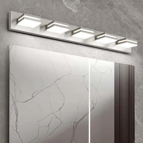 Miniatura 8 de OKELI Lámpara LED de tocador de baño de 3 luces, accesorios de iluminación de pared de baño modernos dorados sobre espejo (3CCT, 3000K-6000K)