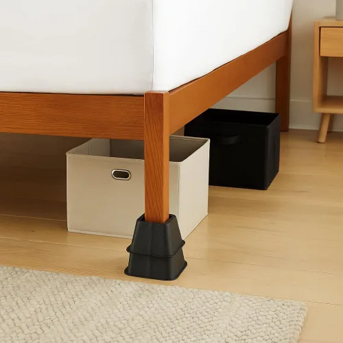 Miniatura 3 de SKYREN Elevadores de cama, plástico resistente de 6 pulgadas, negro, paquete de 4, para camas, sofás y mesas