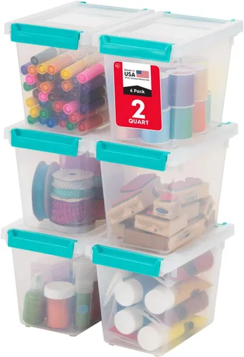 Miniatura 8 de IRIS USA - Contenedores de almacenamiento de plástico de 6 cuartos con tapas, paquete de 4, contenedores sensoriales, almacenamiento