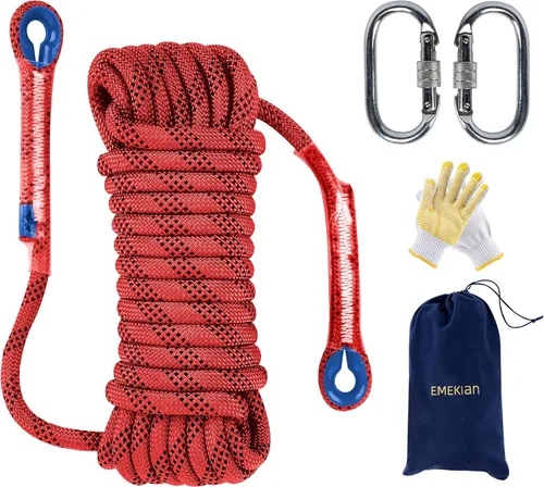 Miniatura 17 de Cuerda de escalada para interiores y exteriores, 10/12/0.551 in (32FT/49FT/65FT/98FT), cuerda de escalada en roca estática para cuerda de escape