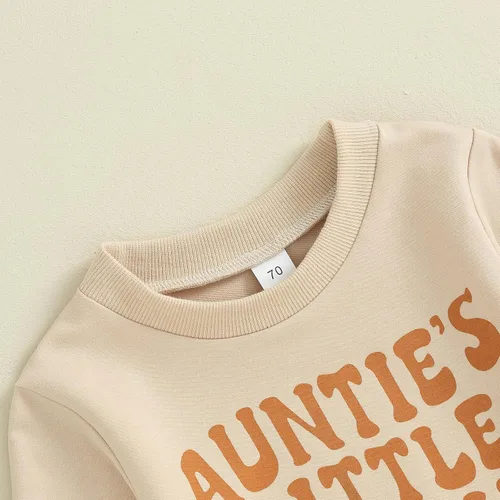 Miniatura 47 de Conjunto de 2 piezas de sudadera con estampado de letras y cuello redondo para bebé niño
