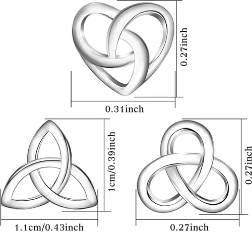 Miniatura 7 de Aretes de plata de ley para mujer Aretes de corazón celta con nudo cruzado triangular, aretes hipoalergénicos para mujeres y niñas, joyería
