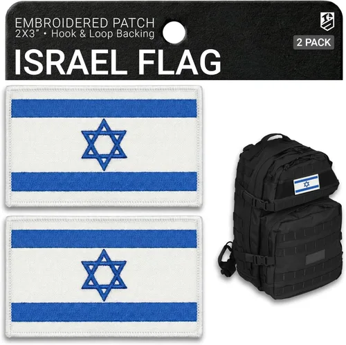 Miniatura 11 de Paquete de 2 parches de bandera de Israel con la bandera estadounidense, parches bordados de moral israelí de Estados Unidos para mochila táctica
