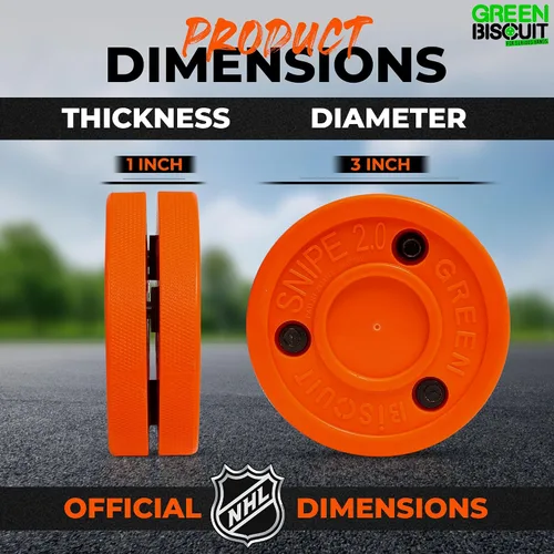 Miniatura 5 de Green Biscuit Disco de hockey sobre hielo 2-Pack, Original, Disco de hockey fuera del hielo/Snipe, Mejor manejo del palo, pases y tiros para hockey