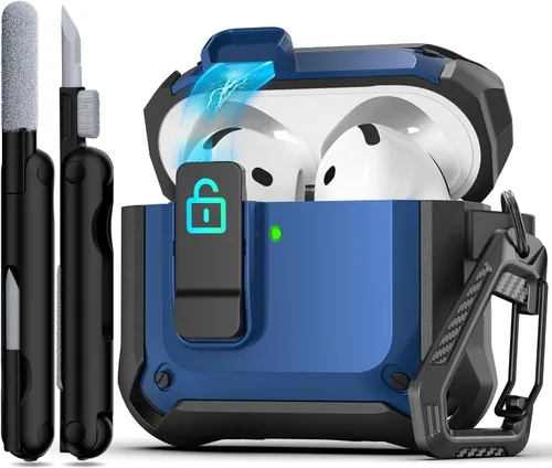 Miniatura 65 de R-fun - Funda para audífonos compatible con AirPods de 4.ª generación 2024, cubierta protectora de expulsión automática a prueba de caídas, puerto