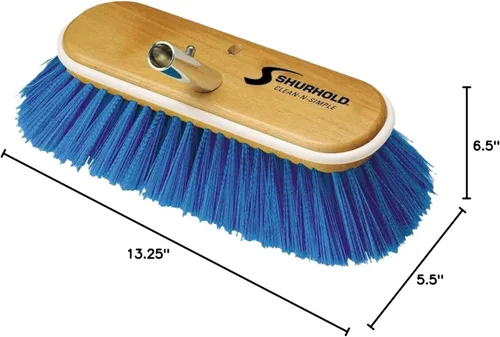 Miniatura 4 de Shurhold Classic 10” Stiff Bristle Deck Brush – Boat Cleaning Brush with Wood Block, Rubber Bumper & Polypropylene Bristles