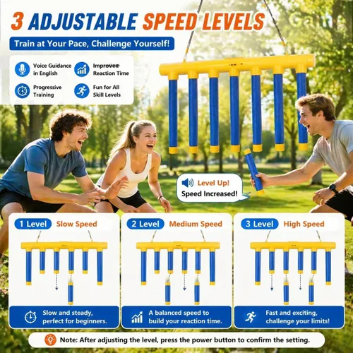 Miniatura 2 de Juego de desafío Reflex, juego de 3 barras ajustables para caídas de juego de reflejo para desafío de velocidad de la mano, tiempo de reacción